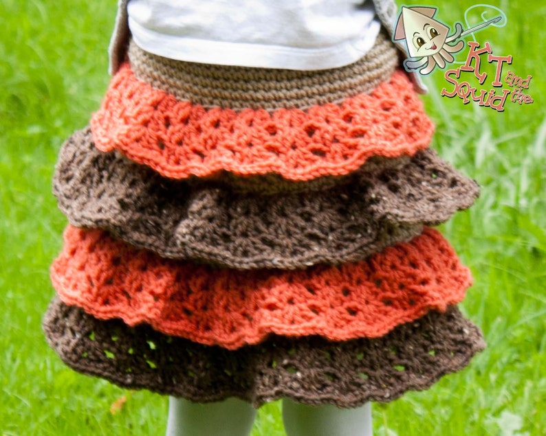 Crochet skirt pattern, easy ruffle skirt pattern, girls tiered ruffle skirt pattern, crochet pattern, okay to sell, crochet, pattern image 1