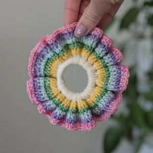 Colorful Cute Crochet Scrunchie made with Hand Dyed Yarn | Gift for Girl | Stocking Stuffers