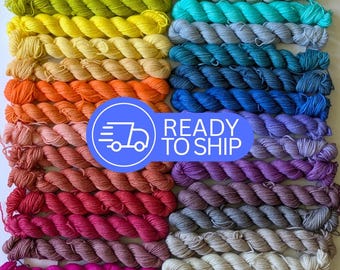 Hand Dyed Mini Yarn Skeins: 20g Sock or DK Weight, Choose Your Color