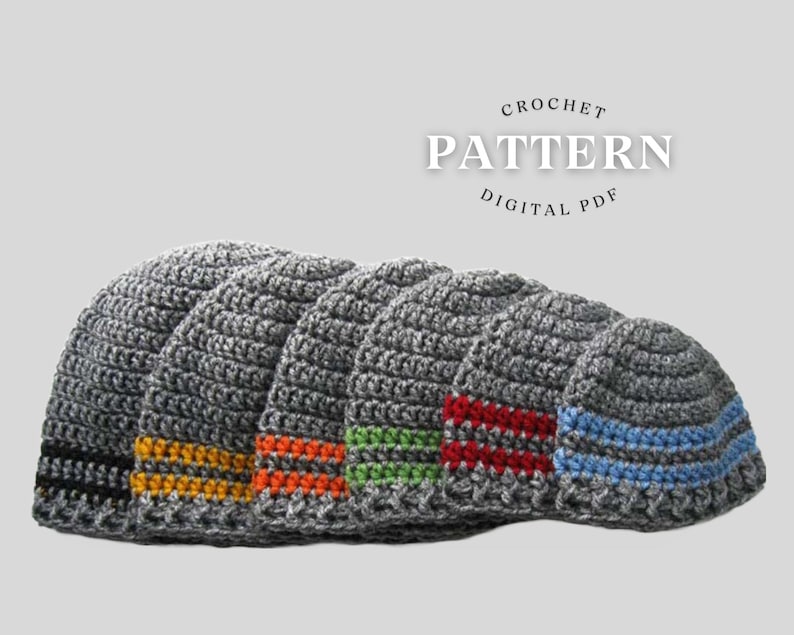 Crochet hat pattern, basic stripe beanie pattern. instant download, hat pattern, boys hat pattern, newborn hat pattern, infant hat, mens hat image 1