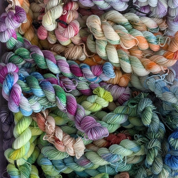 Surprise Hand Dyed Mini Yarn 20g Skeins: Sock Yarn Grab Bag - 75% Merino Wool