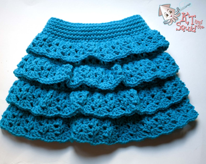 Crochet skirt pattern, easy ruffle skirt pattern, girls tiered ruffle skirt pattern, crochet pattern, okay to sell, crochet, pattern image 4