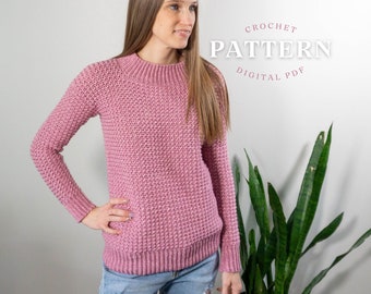 Crochet Pullover Crochet Pattern.  Easy Crochet Sweater for women. Beginner friendly!