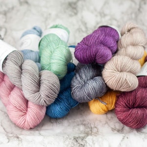Hand Dyed Merino Yarn: Semi-Solid Sock, Sport, DK, Worsted, Bulky