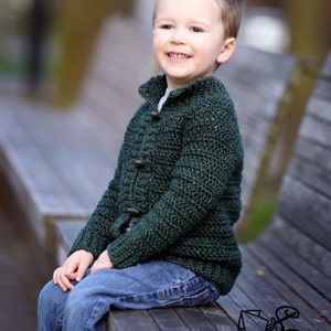 Crochet cardigan pattern, childrens cardigan, boys cardigan, girls cardigan, cardigan for children, crochet, top down, zipper or button image 1