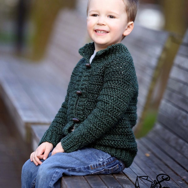 Crochet cardigan pattern, childrens cardigan, boys cardigan, girls cardigan, cardigan for children, crochet, top down, zipper or button