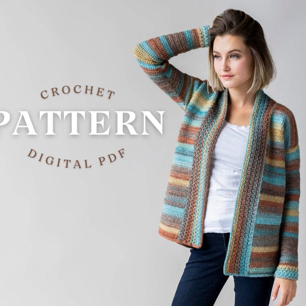 Crochet Cardigan Pattern | Crochet Sweater | Fall Crochet | Size Inclusive | Pdf Download | Women'S Crochet Cardigan | Sizes XS-3XL