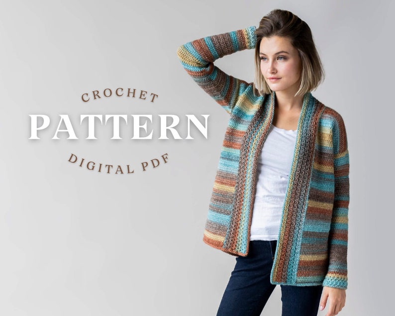 Crochet Cardigan Pattern Crochet Sweater Fall Crochet Size Inclusive Pdf Download Women'S Crochet Cardigan Sizes XS-3XL image 1