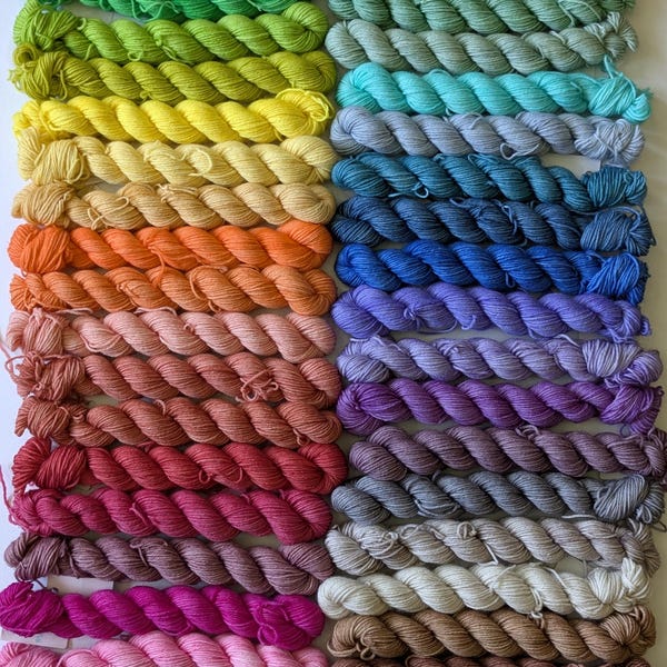 Hand Dyed Mini Yarn Skeins: 20g Sock or DK Weight, Choose Your Color