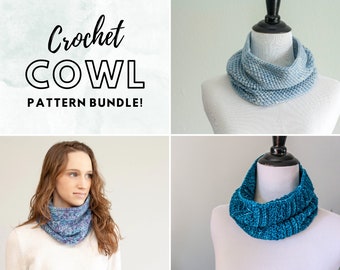 Crochet Cowl Pattern Bundle | Crochet Cowl Patterns | Crochet Neck Warmers | Easy Crochet | Quick Crochet Projects