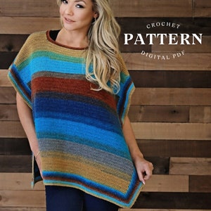 Crochet poncho pattern -  Stearns Poncho, crochet poncho pattern, easy poncho, womens poncho pattern