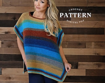 Crochet poncho pattern -  Stearns Poncho, crochet poncho pattern, easy poncho, womens poncho pattern