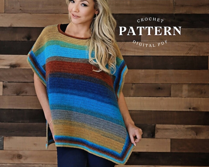 Crochet poncho pattern Stearns Poncho, crochet poncho pattern, easy poncho, womens poncho pattern image 1
