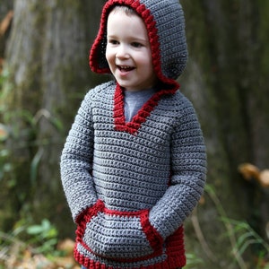 Crochet hoodie pattern, crochet childrens sweater, boys hoodie, girls hoodie, hooded vest for children, crochet, easy pattern, zipper or image 3