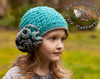 Girls crochet hat pattern. Crochet hat pattern with ruffle, newborn, baby child toddler adult, instant download, crochet pattern