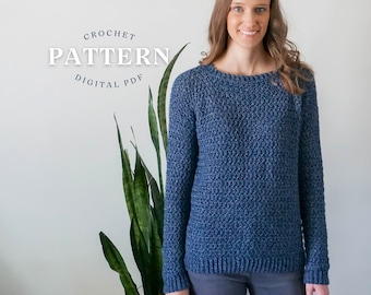 Teguc Pullover Crochet Pattern: Seamless Design, XS-5X (PDF Pattern)
