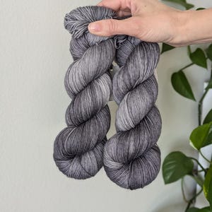 Hand Dyed Yarn - Silver (Tonal) | Available on Sock, Sport, DK, Worsted and Bulky | Gray Merino Yarn