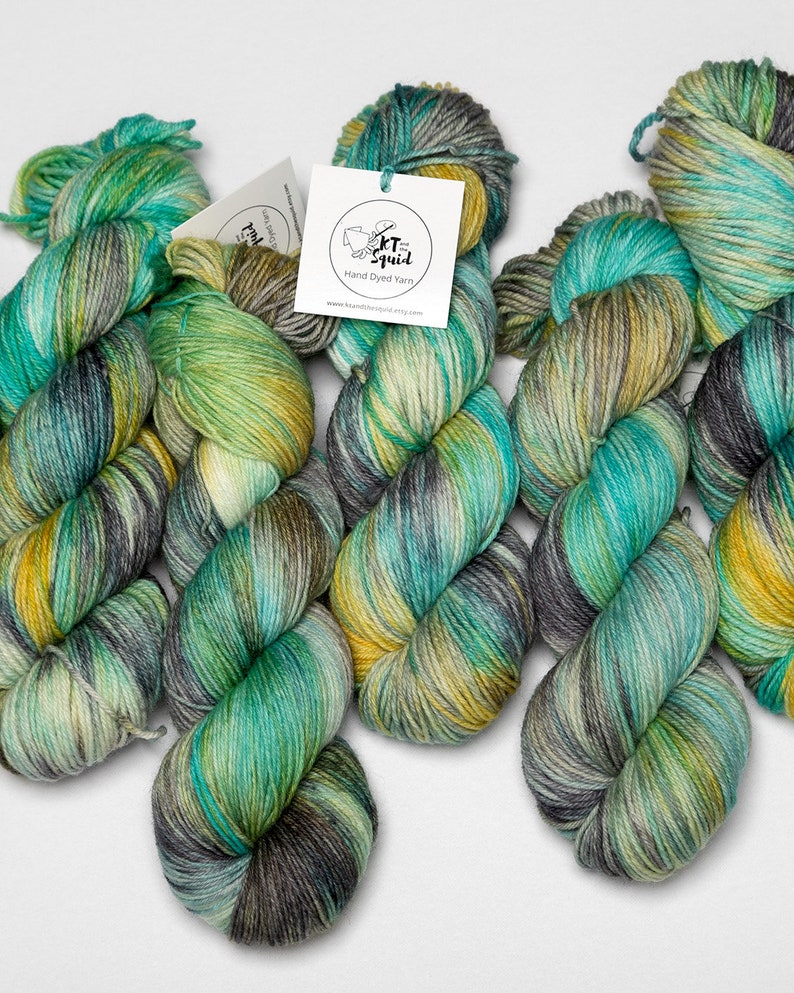 Hand Dyed Yarn Tropical Love Birds Variegated Yarn Superwash Merino Worsted Knitting Crochet Yarn DK Weight yarn image 3