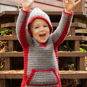 Crochet hoodie pattern, crochet childrens sweater, boys hoodie, girls hoodie, hooded vest for children, crochet, easy pattern, zipper or image 5