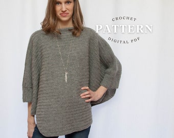 Crochet poncho pattern -  Sloane Swoncho, crochet poncho pattern, easy poncho, womens poncho pattern