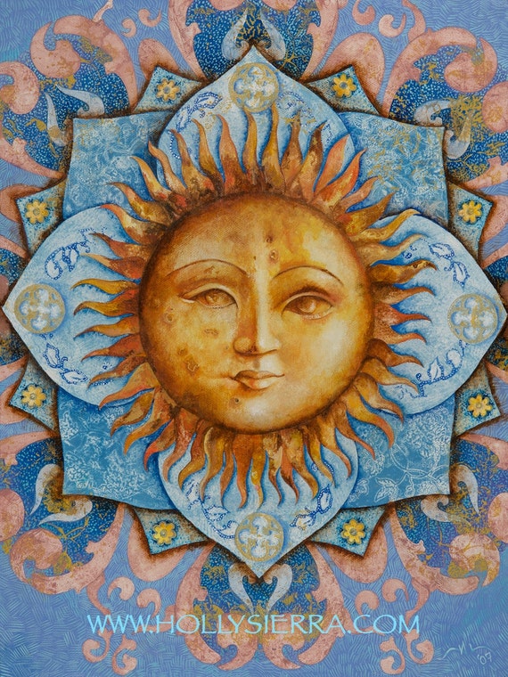 Blue Sun An Old World Sun Face Etsy