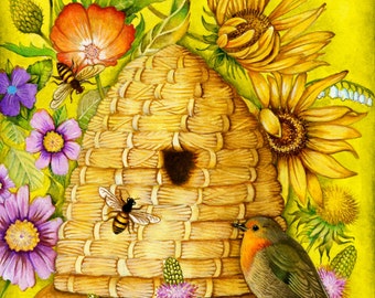 Honey Bee Cottage - A Fine Art Greeting Card