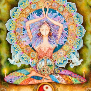 La Paloma Peace Goddess - Une carte de vœux fine Art
