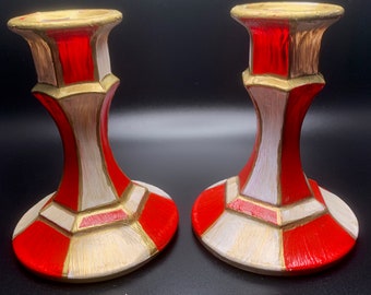 Check Mate Candlesticks - Red and White