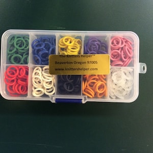 Complete set of Large Stitch Markers! 10 different colors! 300 Stitch Markers!! Comes in plastic storage box!  13mm OD