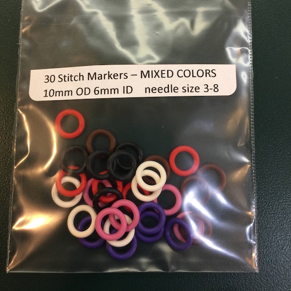 Medium Stitch Markers - Colored - Silicone Jumprings - Oh Rings 10mm for size 2-8 needles