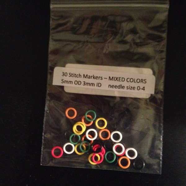 Small Stitch Markers -Mixed  Colors - Silicone Jumprings - Oh Rings 5mm for size 0-4 needles