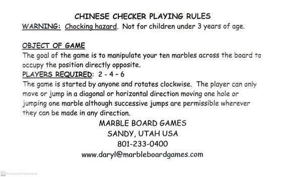 Rules for chinese checkers with marbles best sale