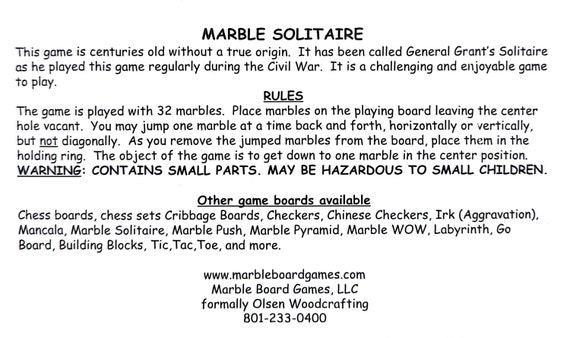 Marble Solitaire - House of Marbles