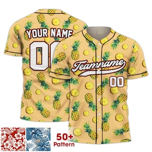 Custom Hawaiian Baseball Jersey with Teamname & Number, Hawaii Shirt for Men, Women, Baseball Uniform, Bachelor Party Shirt