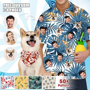 Custom Face Hawaiian Shirt, Personalized Aloha Shirt with Photo, Tropical Vacation Outfit for Men, Women & Pets, Funny Summer Gift
