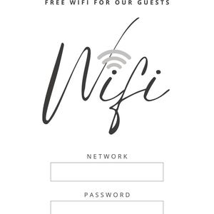 Airbnb Guest Room Wifi Sign, Printable Internet Template, Airbnb Wifi Password Sign, Editable Template, Airbnb Printable Signs