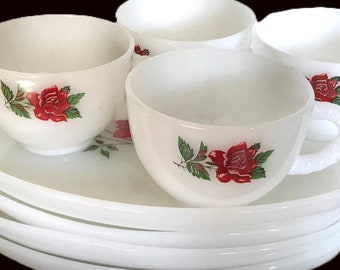 Vintage Rosecrest Snack Plates by Federal Glass, 1970s, Set of 4