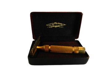 Vintage Gillette Razor Brass Long Open Comb with Case 30s