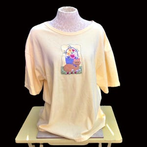 Vintage Yellow Cat Tee by Top Stitch 90s Trendy Feline Fashion