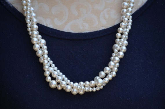 Napier Faux Pearl Statement Necklace 1980s - image 2