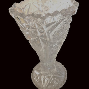 Vintage Imperial Glass Vase with Daisy and Button Pattern, 1910-1980