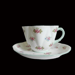 Vintage Rosebud Teacup & Saucer Fine Bone China by Shelley 1945-1966
