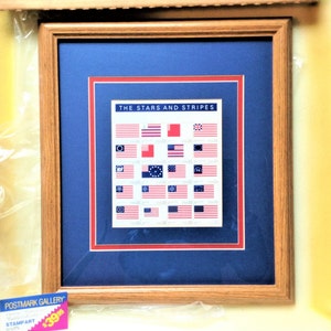 Vintage Flag Stamp Artwork Framed and Ready to Display 2001