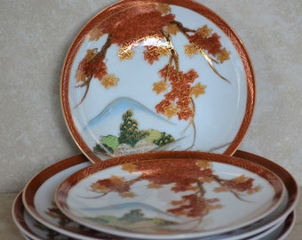 Japanese Arita Ware Plates - Set of 5 - Handcrafted Porcelain Vintage 1970s-80s