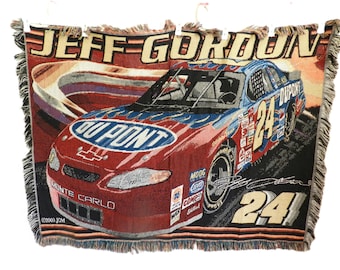 Vintage Jeff Gordon Woven Tapestry Blanket Throw 2003