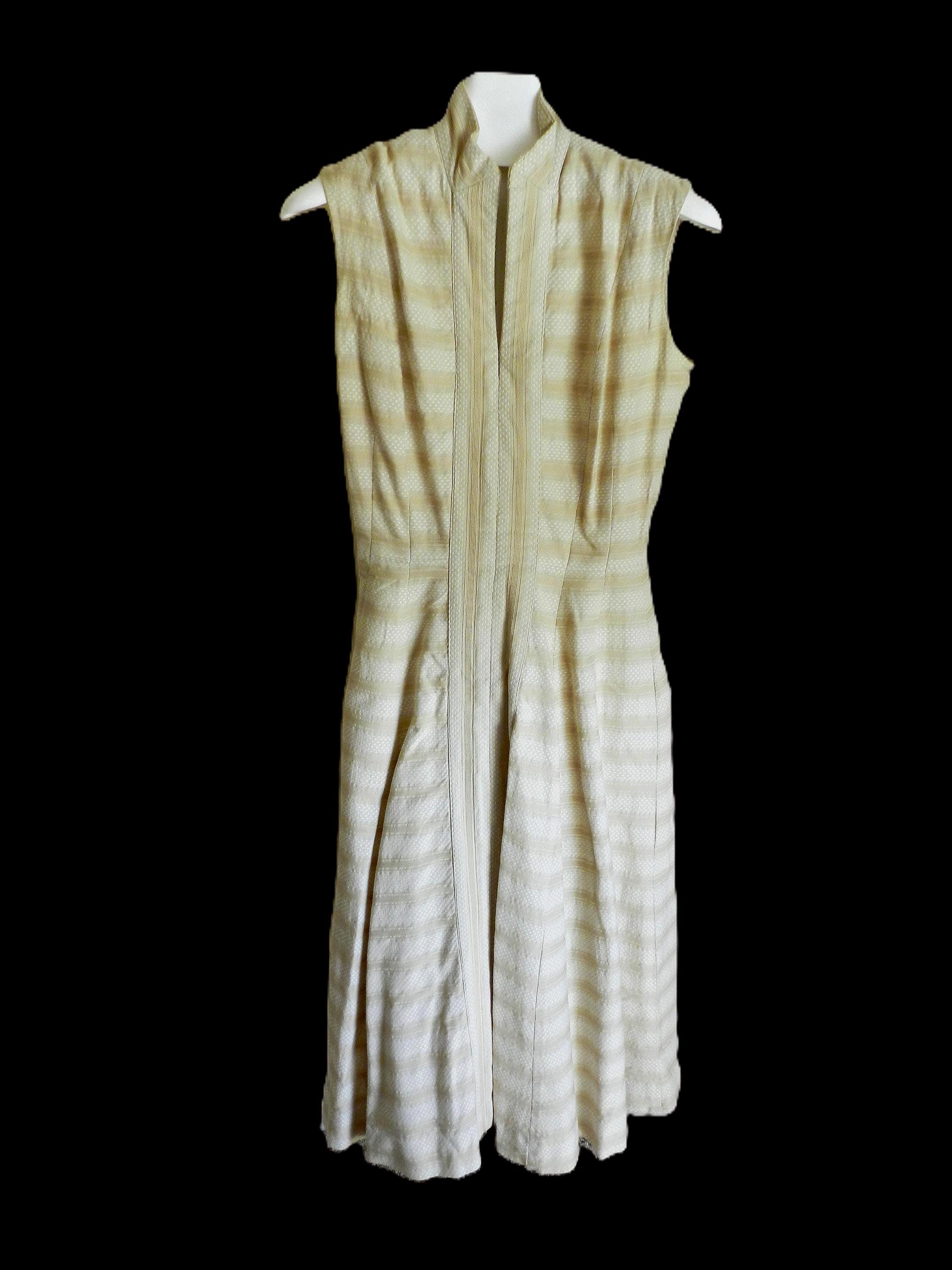 white and beige striped dress Gracey Striped One Shoulder Maxi Dress Beige/White main image 0