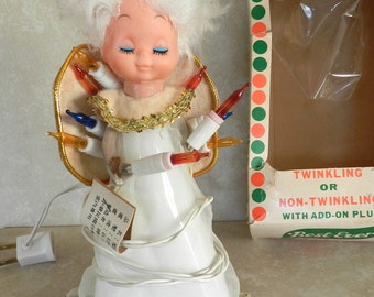 Vintage Angel Tree Topper, B & E Sales Co, 1980s Holiday Decor