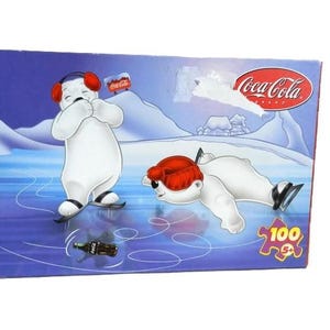Vintage Coca Cola Puzzle Spinning Bottle by Rose Art 100 Pieces Sealed Puzzle 2000