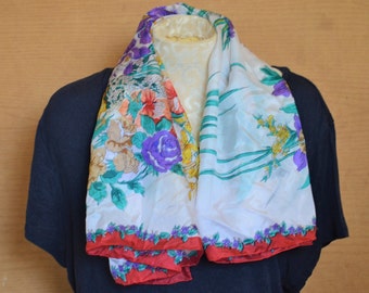 Vintage Floral Scarf 1990s Boho Chic Accessory