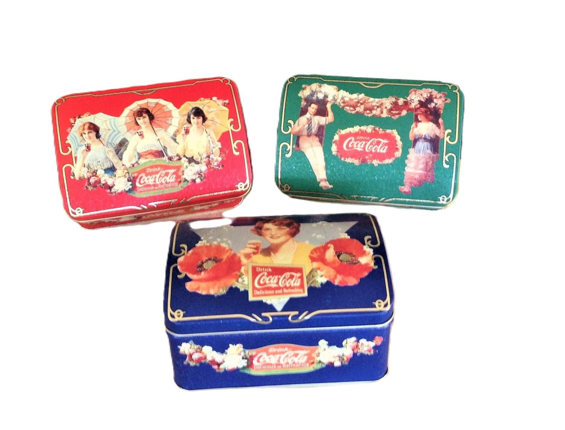 Vintage Coca-cola Tin Containers Trio: 1997 Edition Storage Boxes